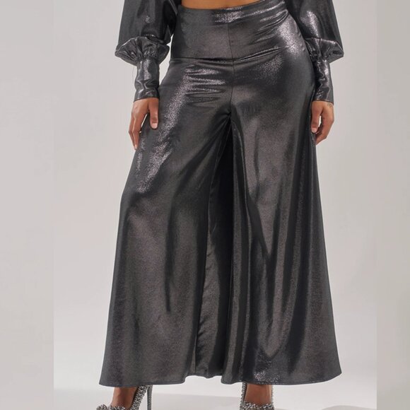 AKIRA Pants - Akira Melinia Metallic Wide Leg Pant